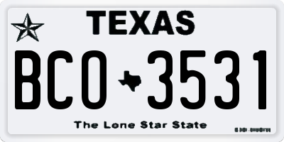 TX license plate BCO3531
