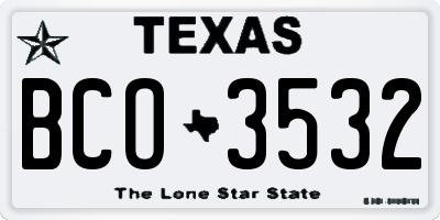 TX license plate BCO3532