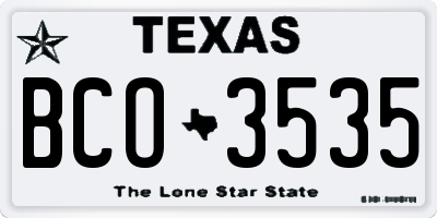 TX license plate BCO3535