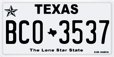 TX license plate BCO3537