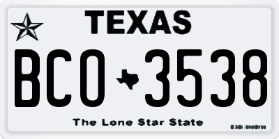 TX license plate BCO3538