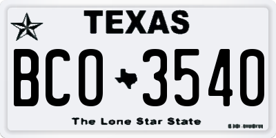TX license plate BCO3540