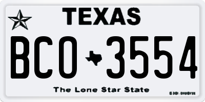 TX license plate BCO3554