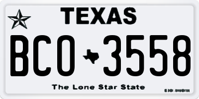 TX license plate BCO3558