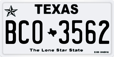 TX license plate BCO3562