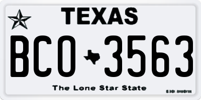 TX license plate BCO3563