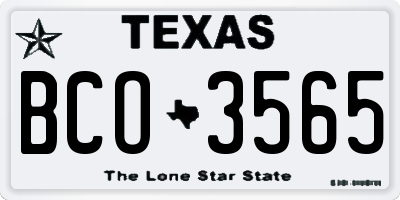TX license plate BCO3565
