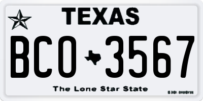 TX license plate BCO3567