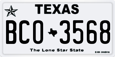 TX license plate BCO3568