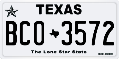 TX license plate BCO3572