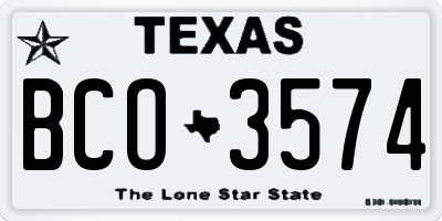 TX license plate BCO3574