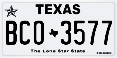 TX license plate BCO3577