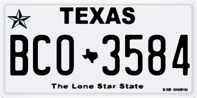 TX license plate BCO3584