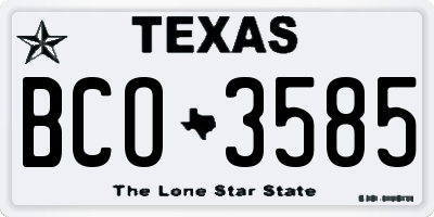 TX license plate BCO3585