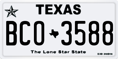 TX license plate BCO3588