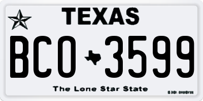 TX license plate BCO3599