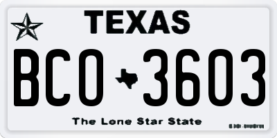 TX license plate BCO3603