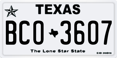 TX license plate BCO3607