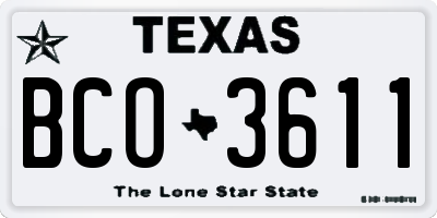 TX license plate BCO3611