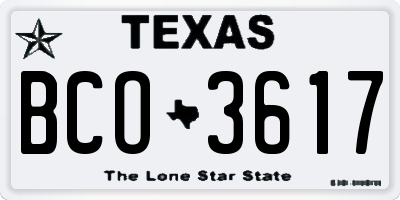 TX license plate BCO3617