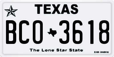 TX license plate BCO3618