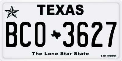 TX license plate BCO3627