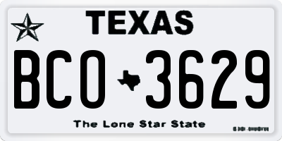 TX license plate BCO3629