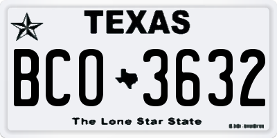 TX license plate BCO3632