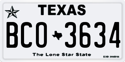 TX license plate BCO3634