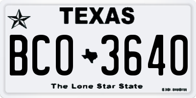 TX license plate BCO3640