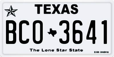 TX license plate BCO3641