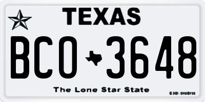 TX license plate BCO3648