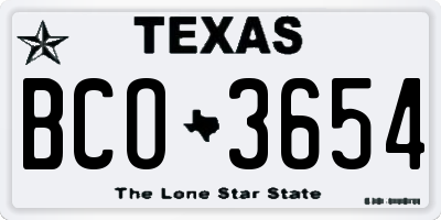 TX license plate BCO3654