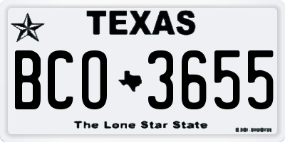 TX license plate BCO3655