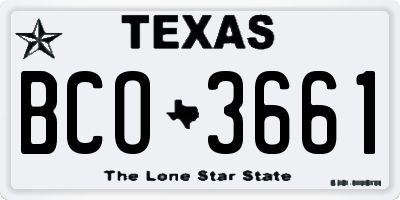TX license plate BCO3661