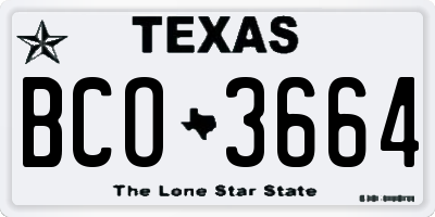 TX license plate BCO3664