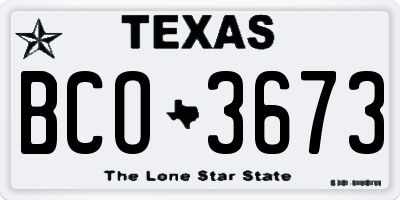 TX license plate BCO3673