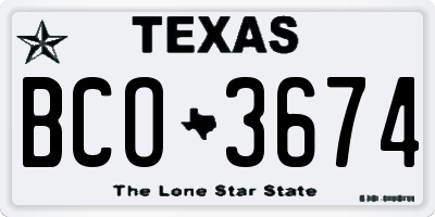 TX license plate BCO3674