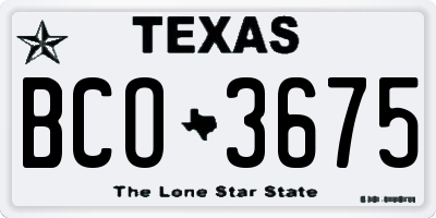 TX license plate BCO3675