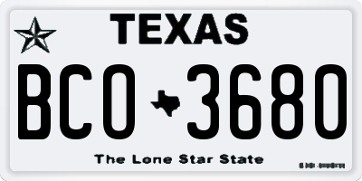 TX license plate BCO3680