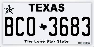 TX license plate BCO3683