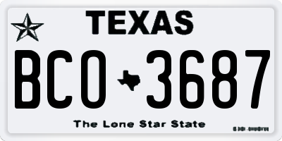 TX license plate BCO3687