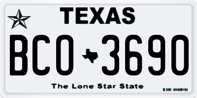 TX license plate BCO3690