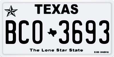 TX license plate BCO3693
