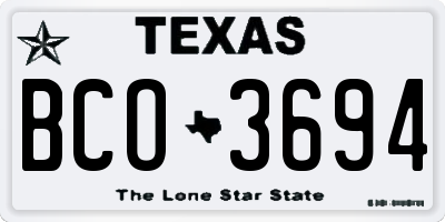 TX license plate BCO3694