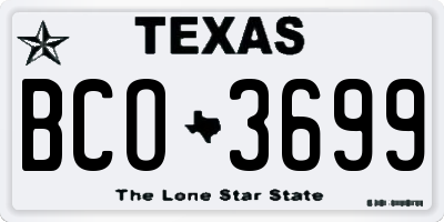 TX license plate BCO3699