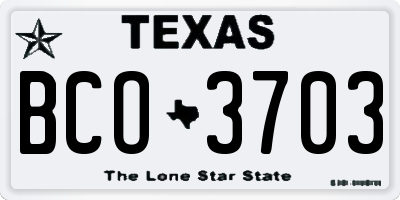 TX license plate BCO3703