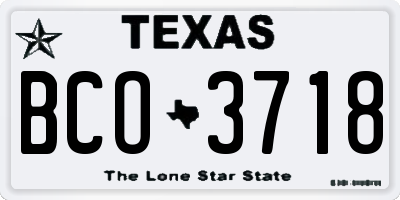 TX license plate BCO3718