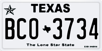 TX license plate BCO3734