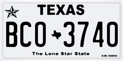 TX license plate BCO3740